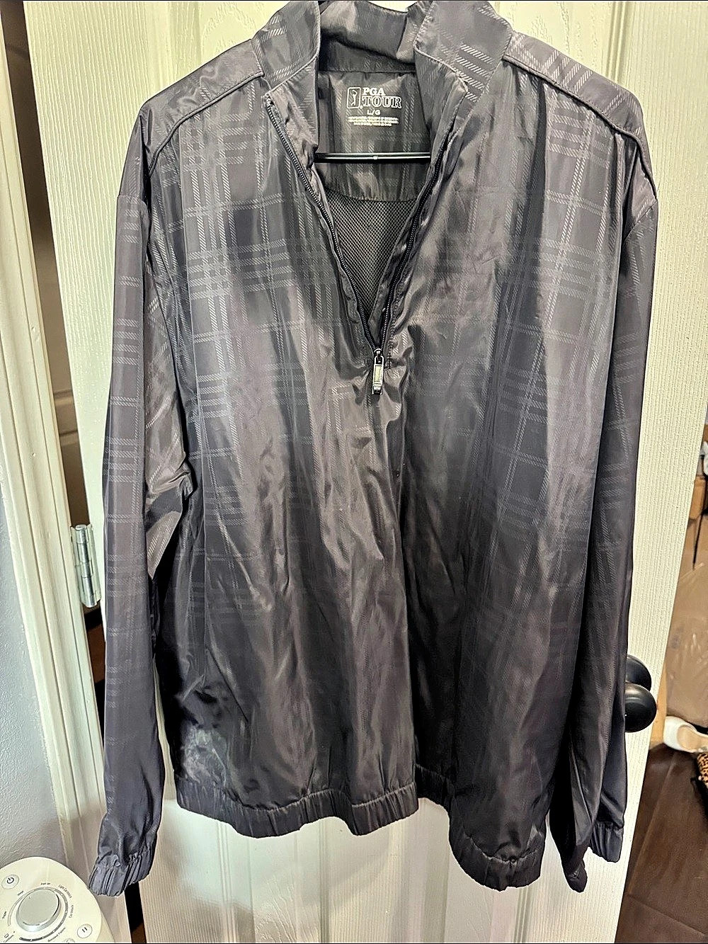 PGA TOUR Plaid Lightweight Jacket Gray Large Like New